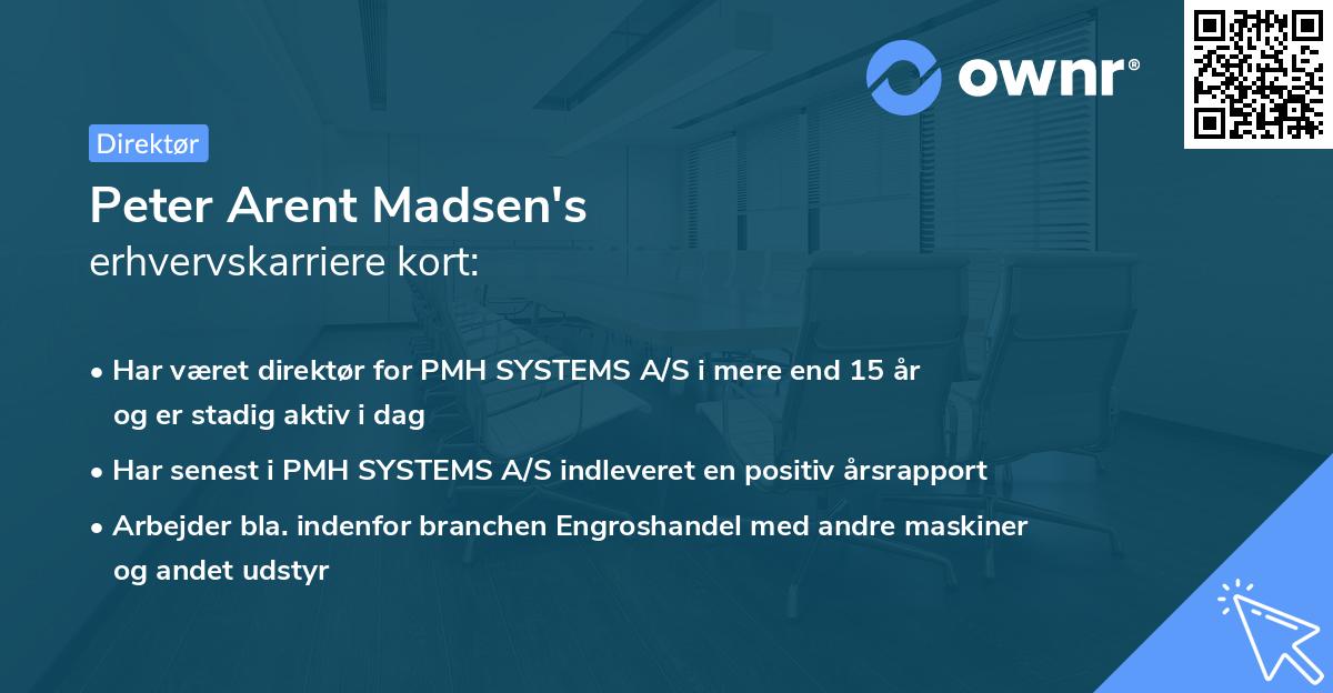Peter Arent Madsen's erhvervskarriere kort