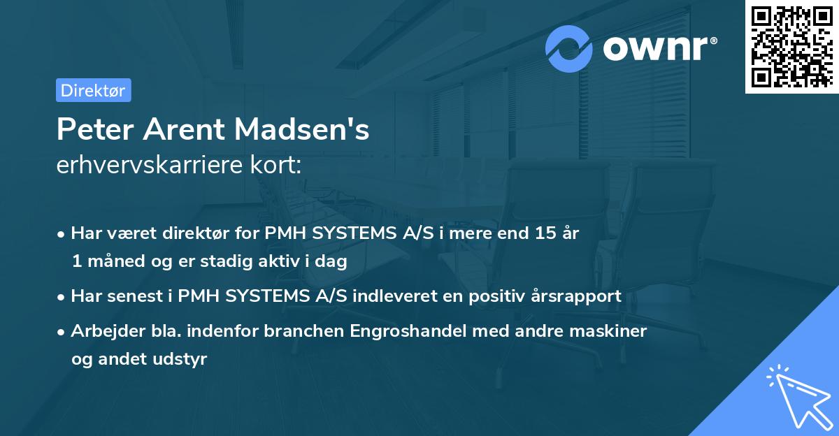 Peter Arent Madsen's erhvervskarriere kort