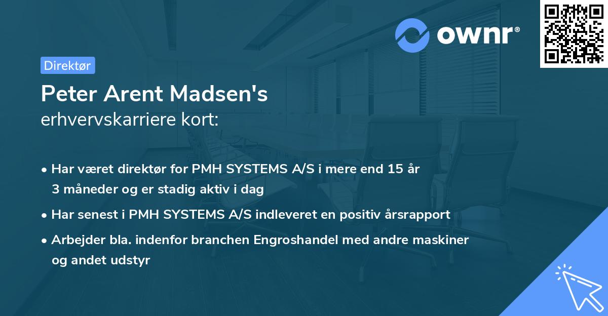 Peter Arent Madsen's erhvervskarriere kort