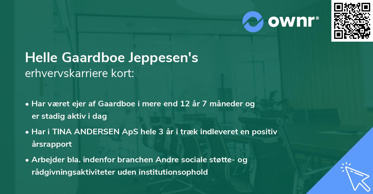 Helle Gaardboe Jeppesen's erhvervskarriere kort