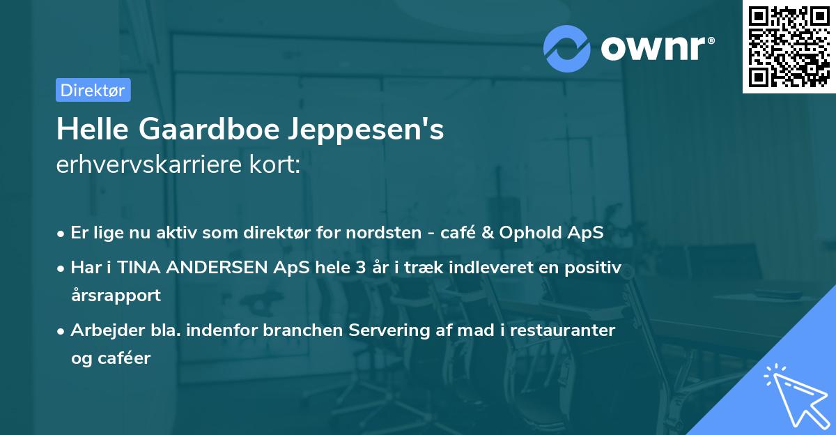 Helle Gaardboe Jeppesen's erhvervskarriere kort