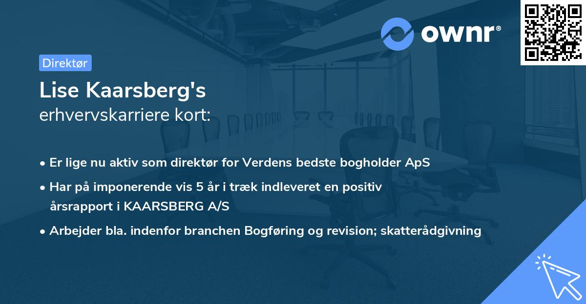 Lise Kaarsberg's erhvervskarriere kort