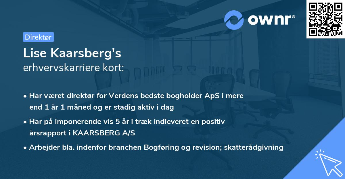 Lise Kaarsberg's erhvervskarriere kort