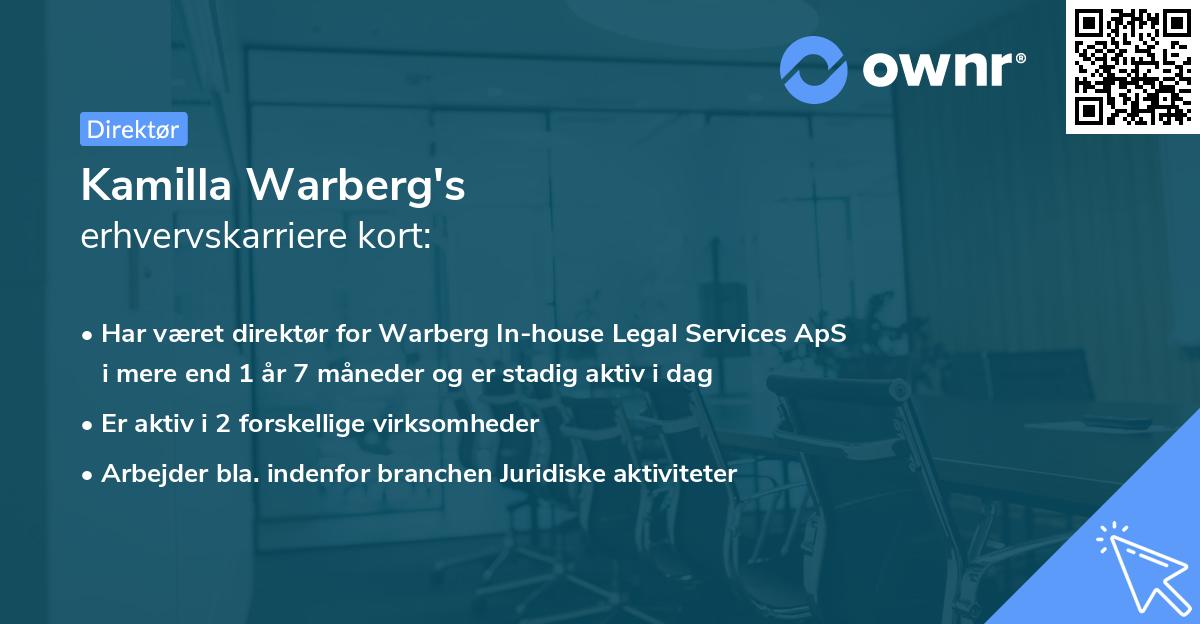 Kamilla Warberg's erhvervskarriere kort