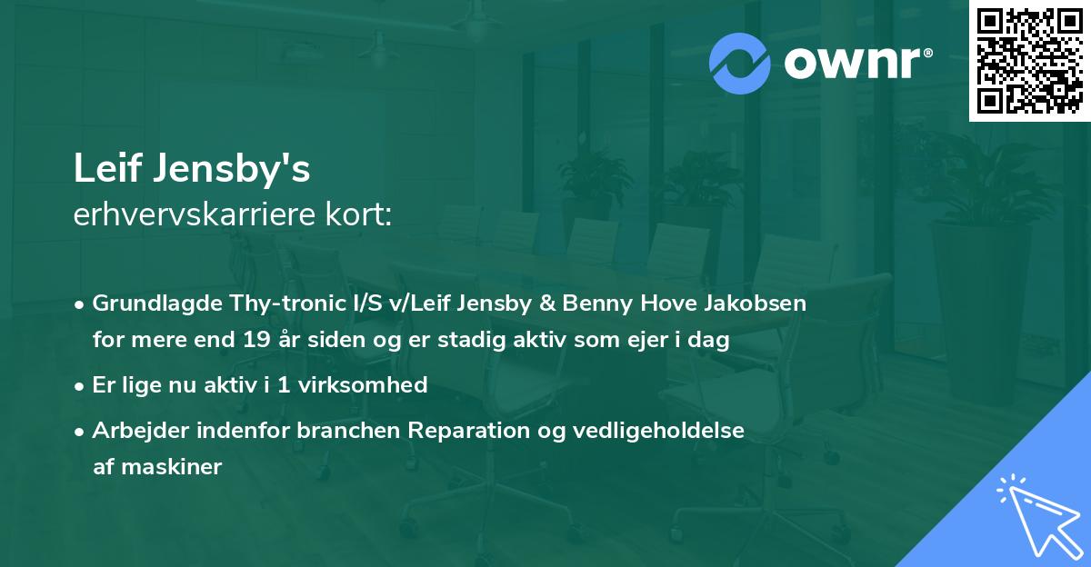 Leif Jensby's erhvervskarriere kort