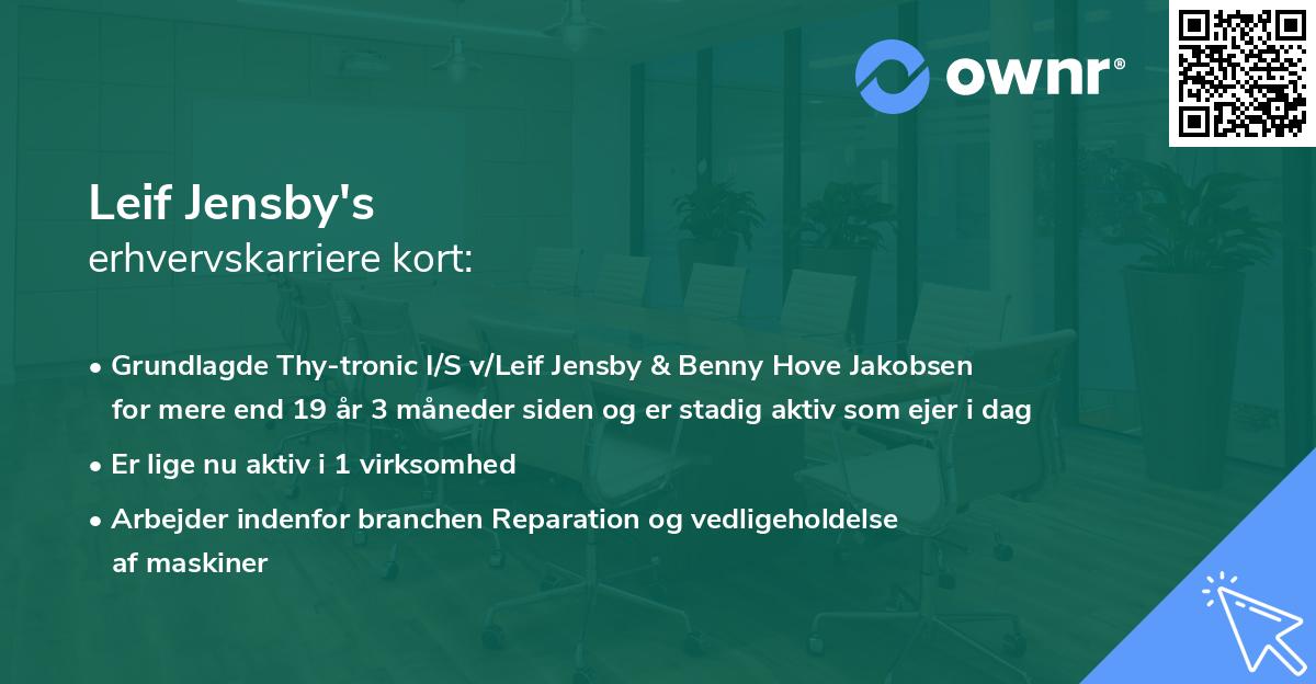 Leif Jensby's erhvervskarriere kort