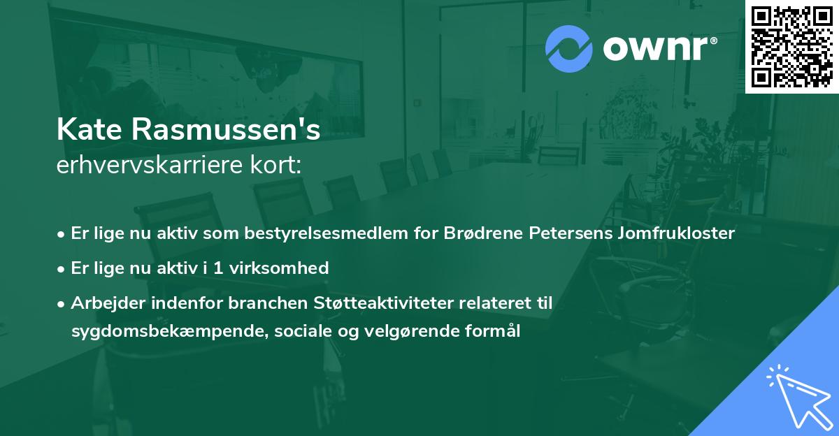 Kate Rasmussen's erhvervskarriere kort