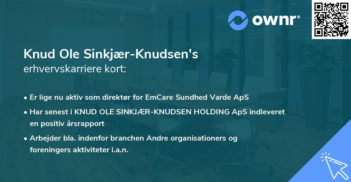 Knud Ole Sinkjær-Knudsen's erhvervskarriere kort