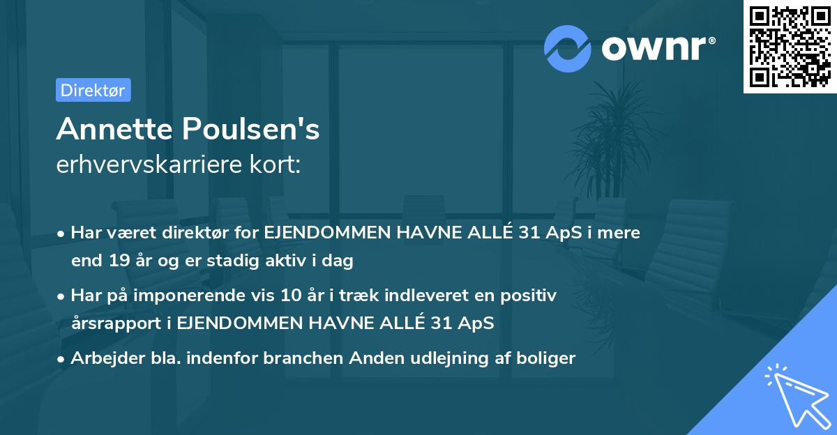 Annette Poulsen's erhvervskarriere kort