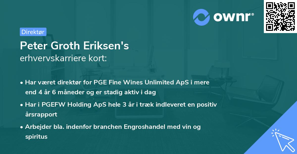 Peter Groth Eriksen's erhvervskarriere kort