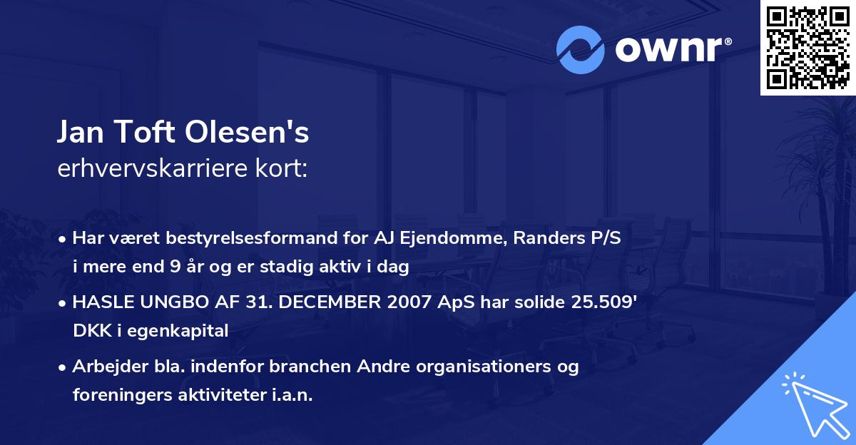 Jan Toft Olesen's erhvervskarriere kort