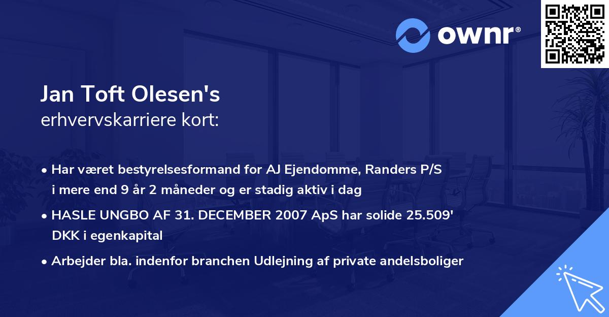 Jan Toft Olesen's erhvervskarriere kort
