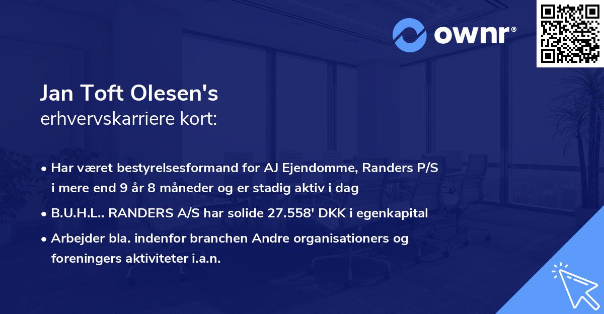Jan Toft Olesen's erhvervskarriere kort