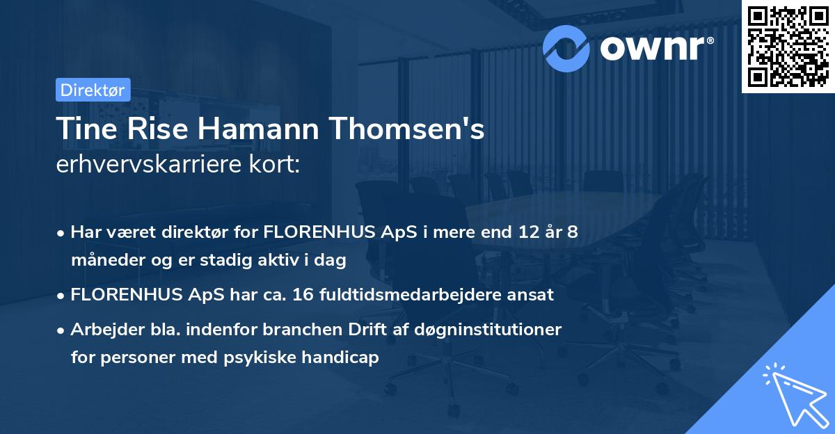 Tine Rise Hamann Thomsen's erhvervskarriere kort