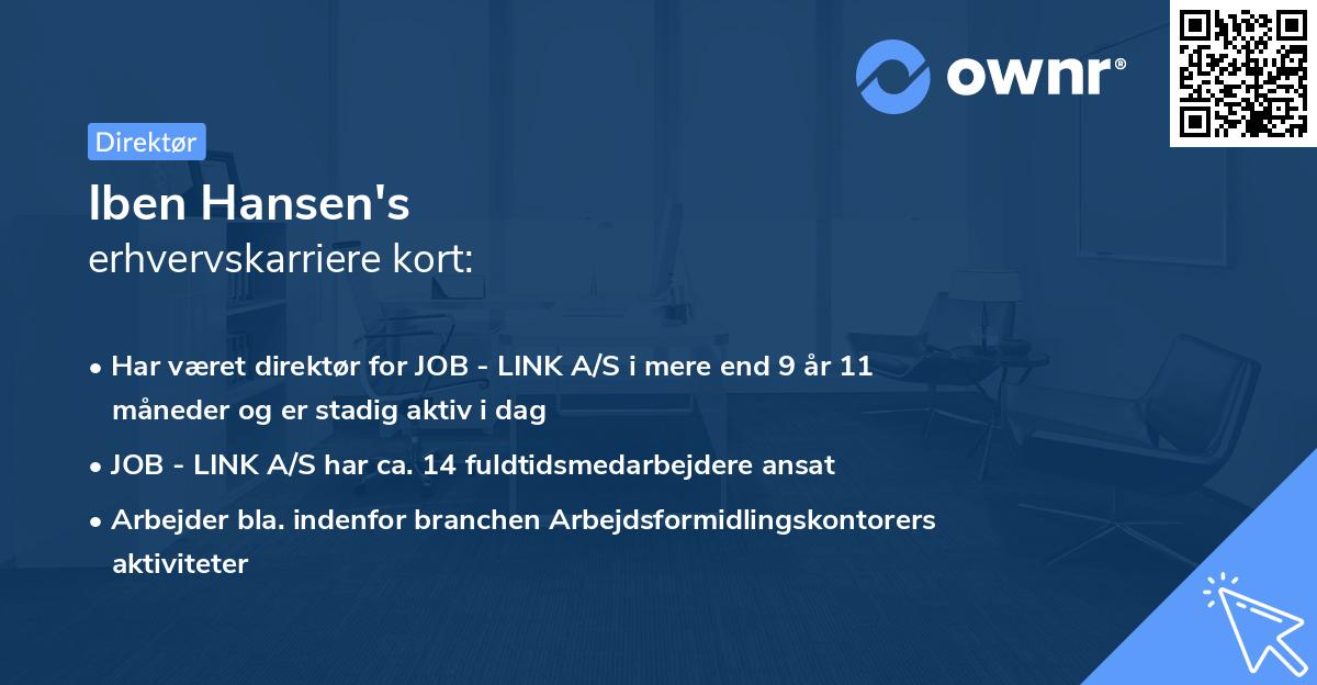 Iben Hansen's erhvervskarriere kort