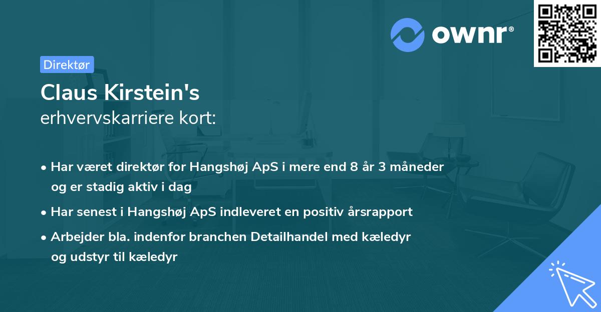 Claus Kirstein's erhvervskarriere kort