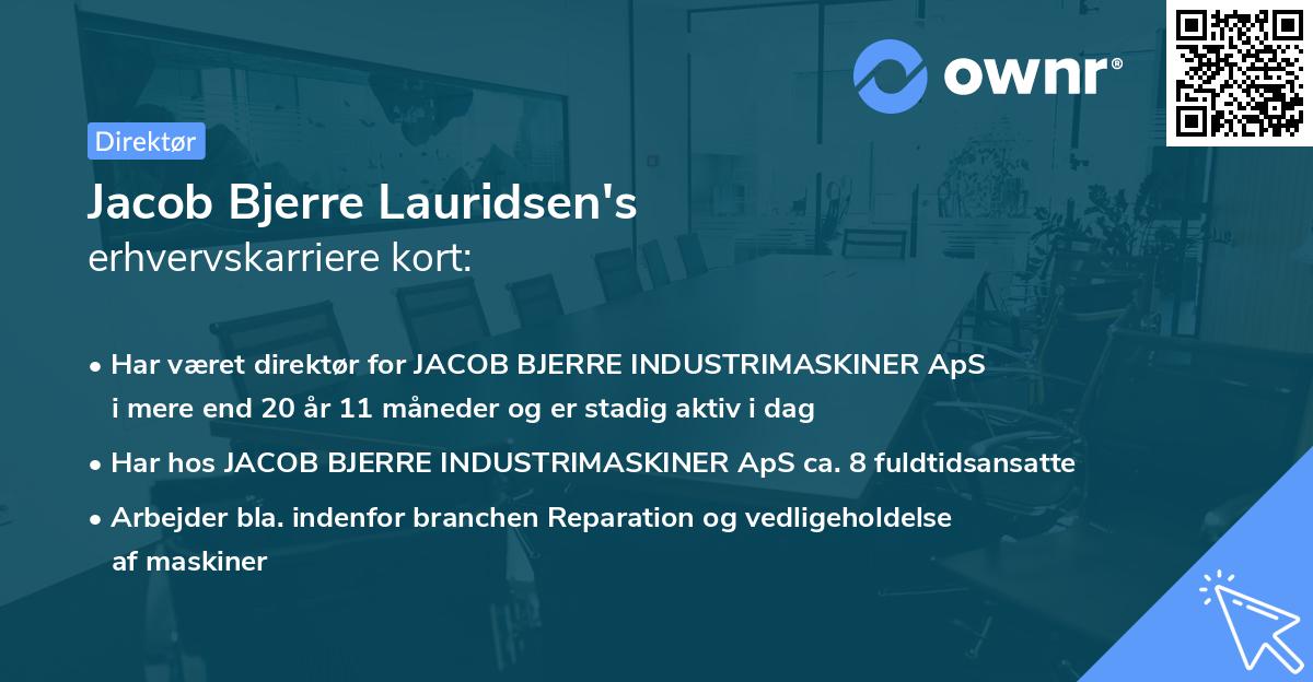 Jacob Bjerre Lauridsen's erhvervskarriere kort