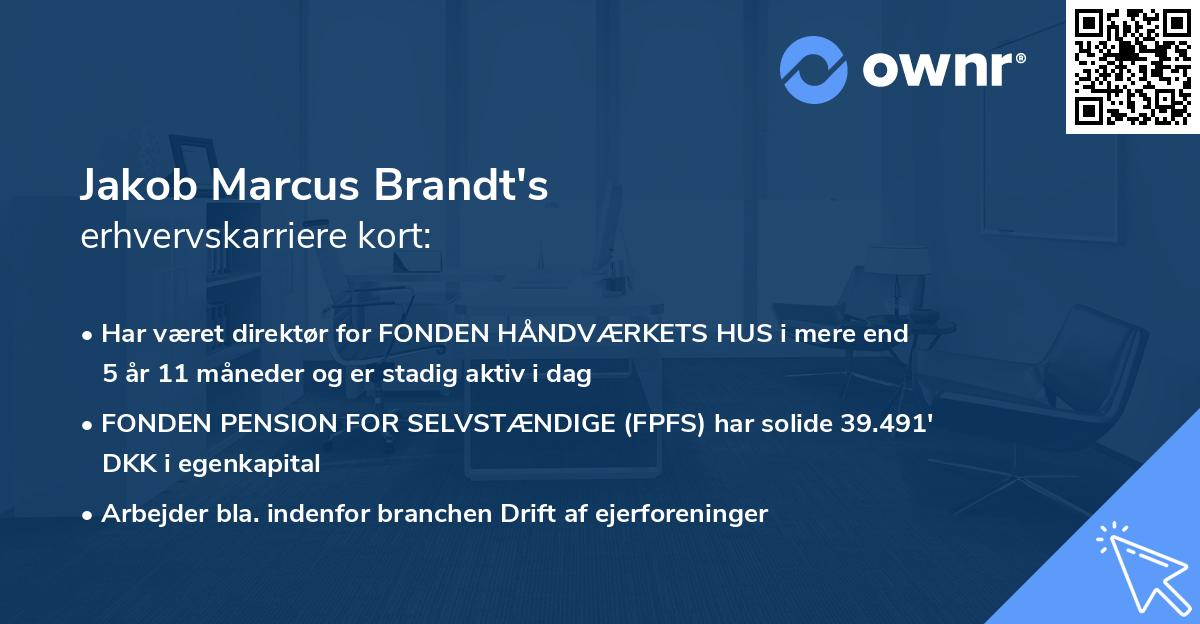 Jakob Marcus Brandt's erhvervskarriere kort