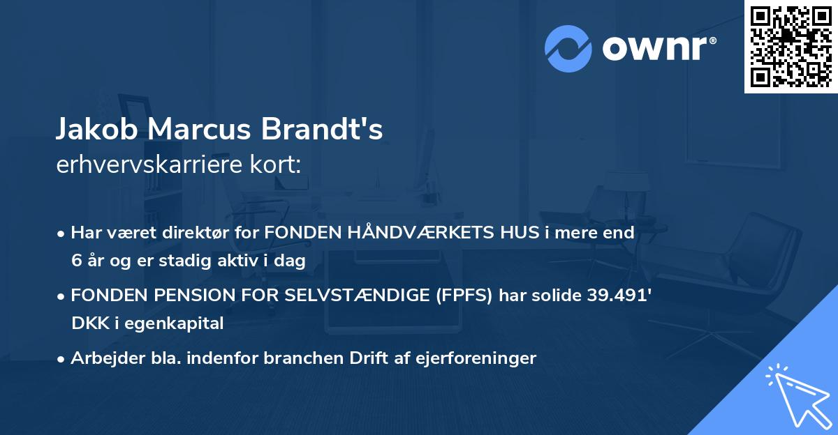Jakob Marcus Brandt's erhvervskarriere kort