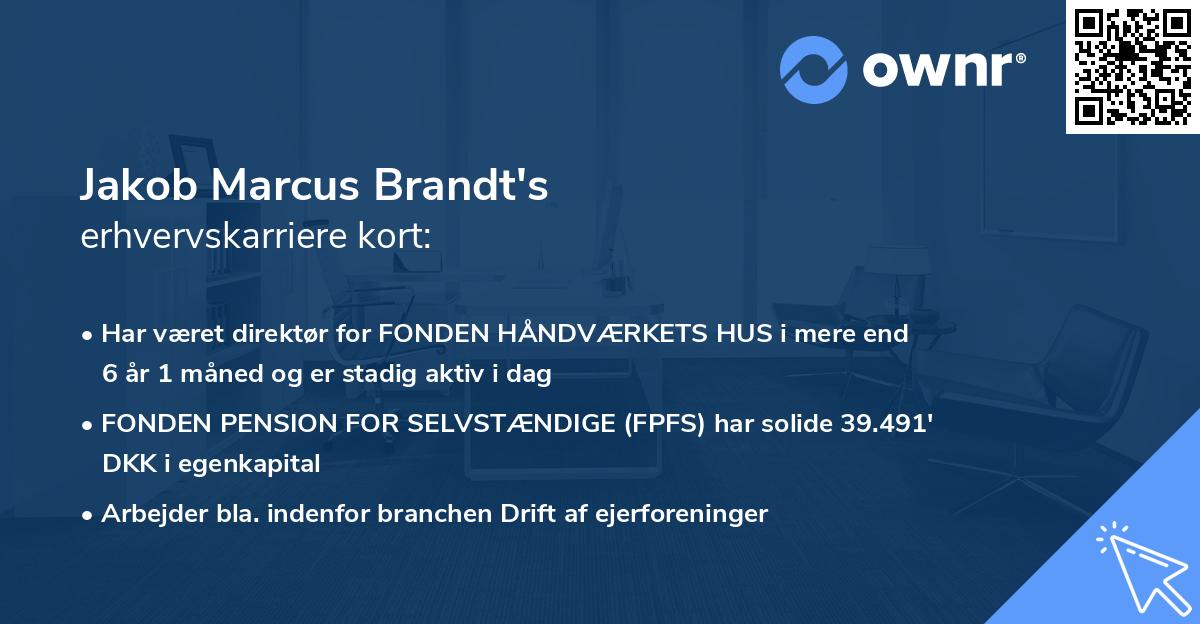 Jakob Marcus Brandt's erhvervskarriere kort