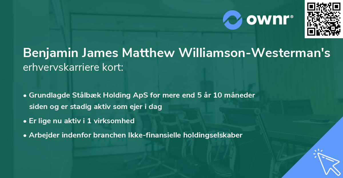 Benjamin James Matthew Williamson-Westerman's erhvervskarriere kort
