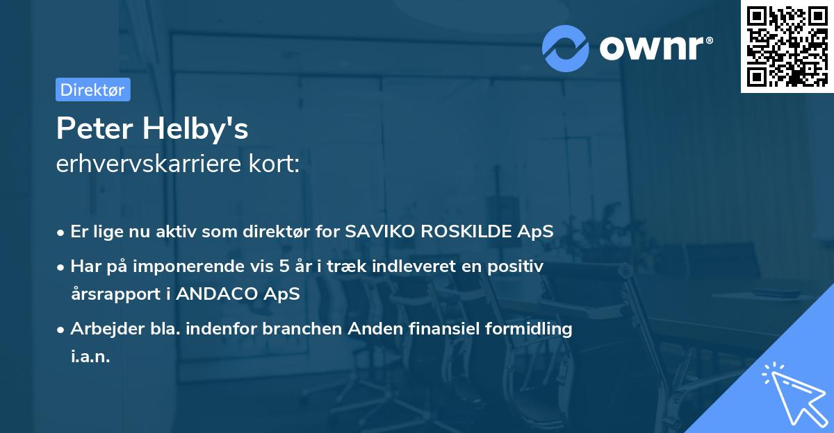 Peter Helby's erhvervskarriere kort