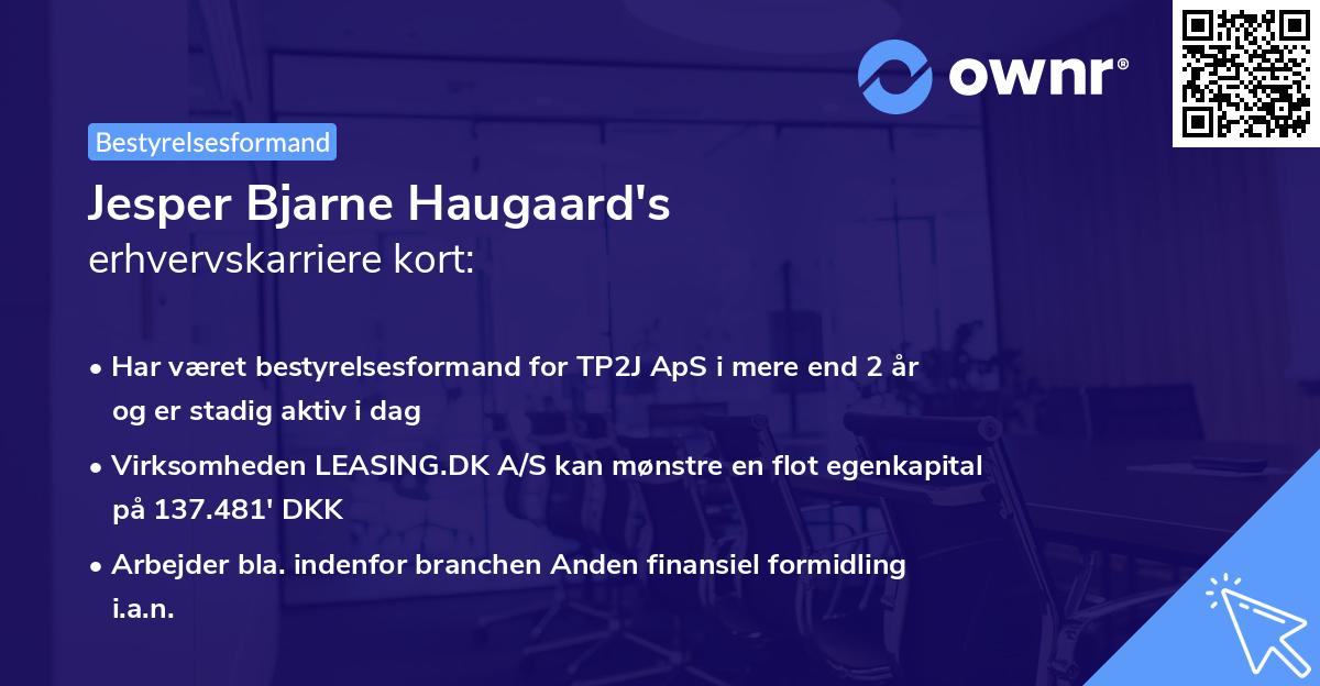 Jesper Bjarne Haugaard's erhvervskarriere kort