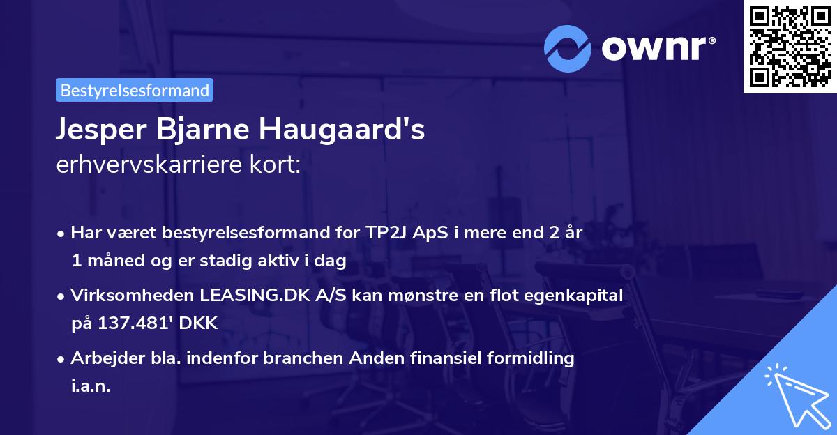 Jesper Bjarne Haugaard's erhvervskarriere kort