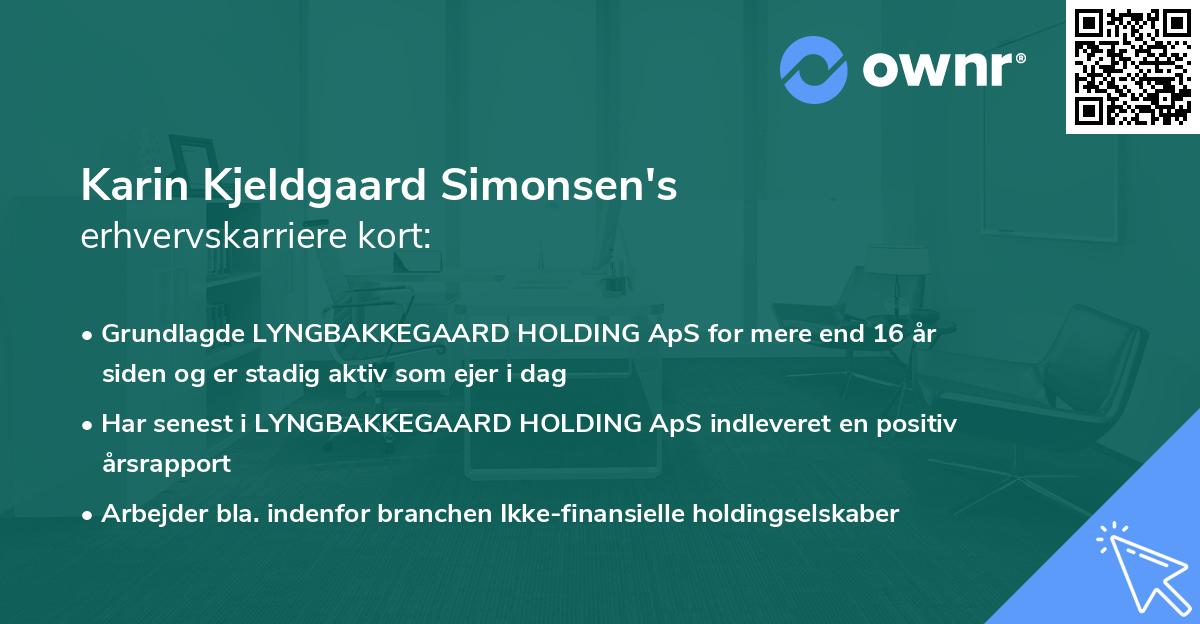Karin Kjeldgaard Simonsen's erhvervskarriere kort