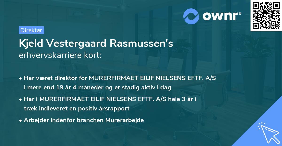 Kjeld Vestergaard Rasmussen's erhvervskarriere kort