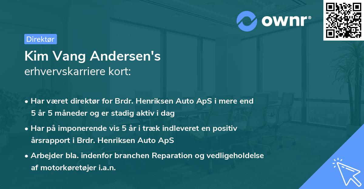 Kim Vang Andersen's erhvervskarriere kort