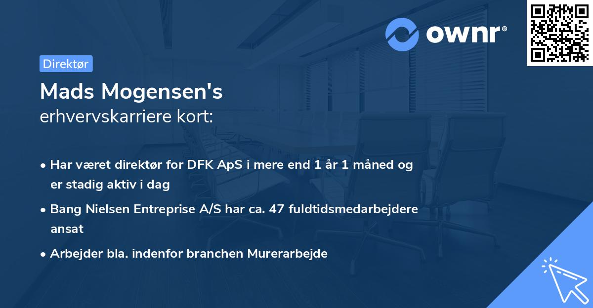 Mads Mogensen's erhvervskarriere kort