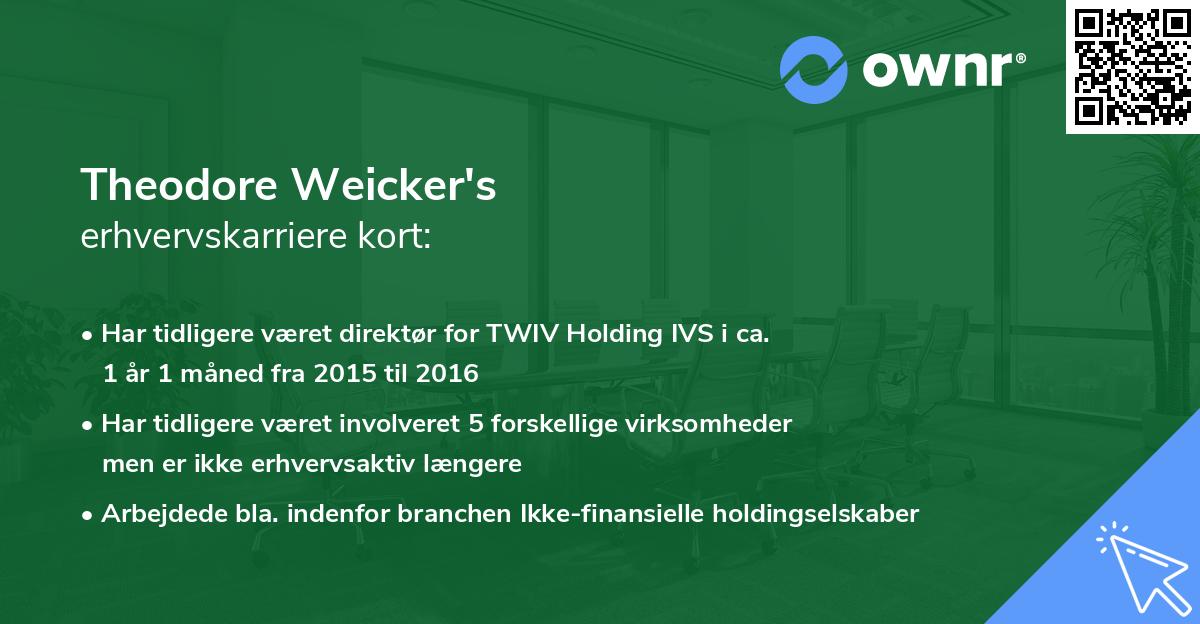 Theodore Weicker's erhvervskarriere kort
