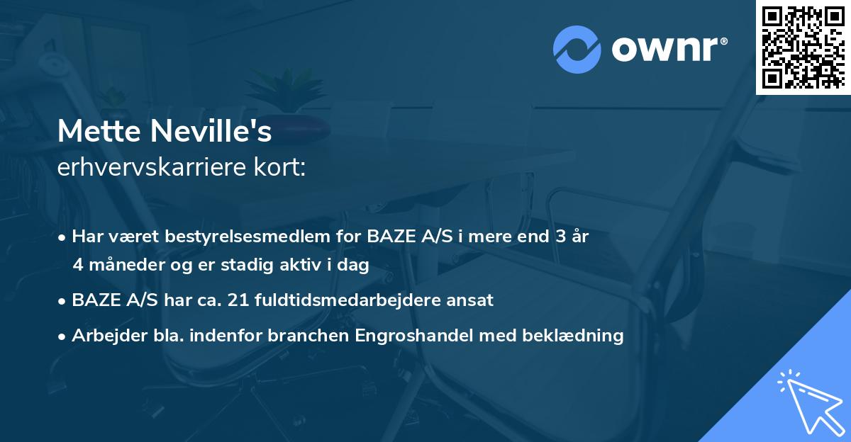 Mette Neville's erhvervskarriere kort