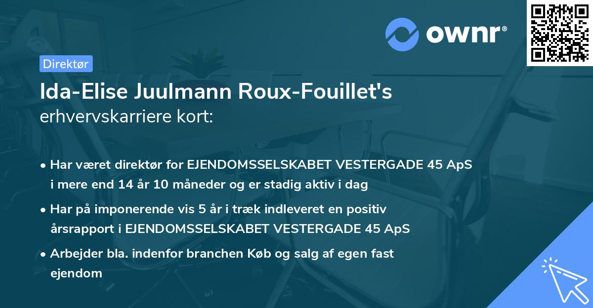 Ida-Elise Juulmann Roux-Fouillet's erhvervskarriere kort