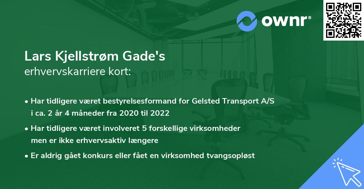 Lars Kjellstrøm Gade's erhvervskarriere kort