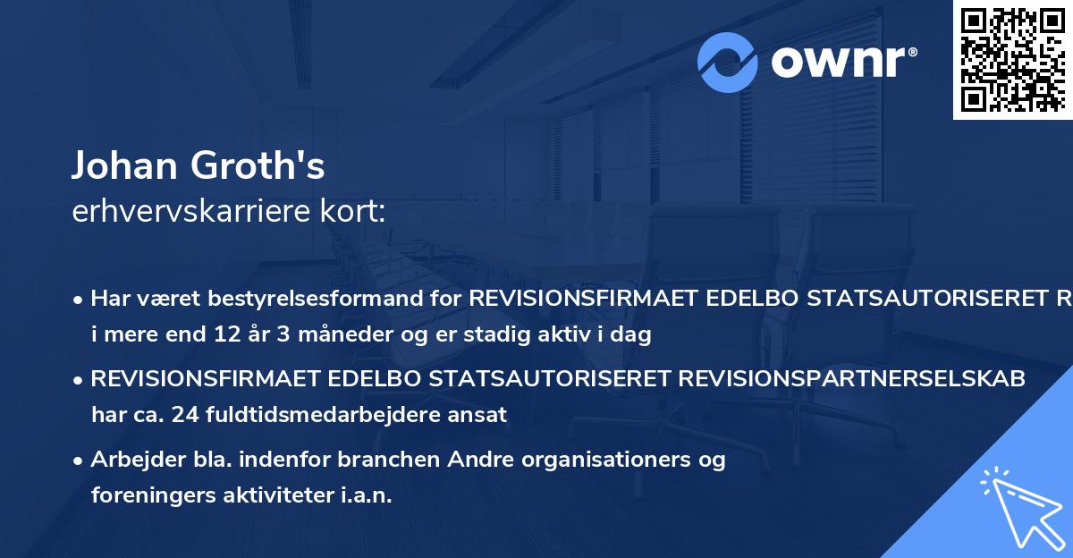 Johan Groth's erhvervskarriere kort