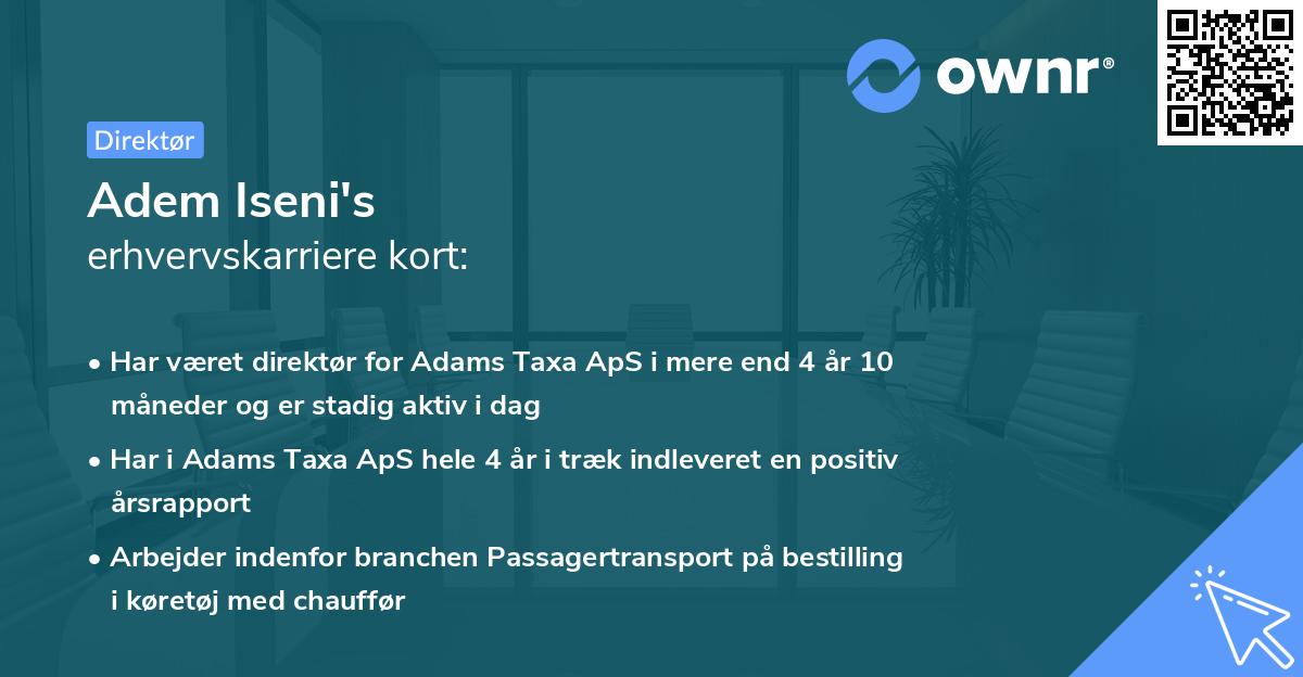 Adem Iseni's erhvervskarriere kort