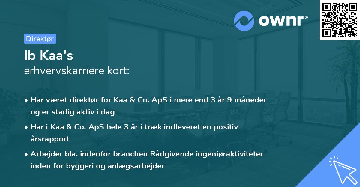 Ib Kaa's erhvervskarriere kort