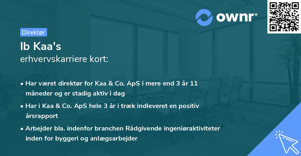 Ib Kaa's erhvervskarriere kort