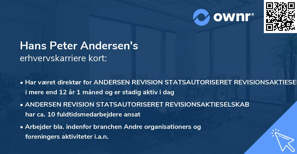 Hans Peter Andersen's erhvervskarriere kort