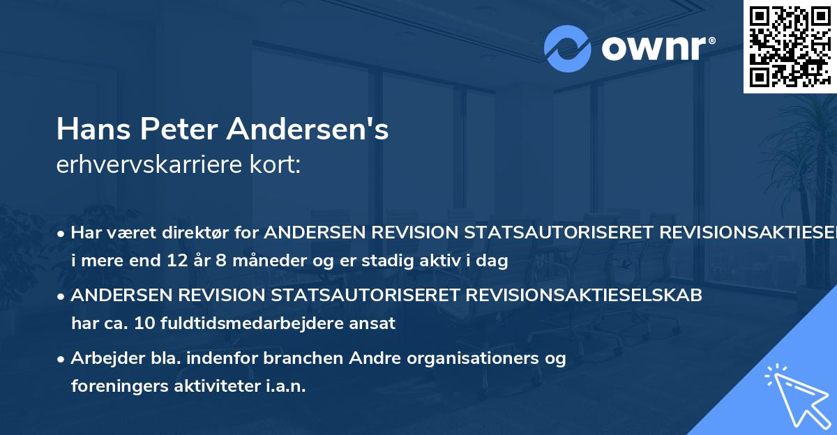Hans Peter Andersen's erhvervskarriere kort