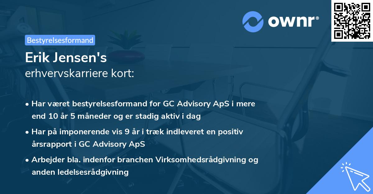 Erik Jensen's erhvervskarriere kort