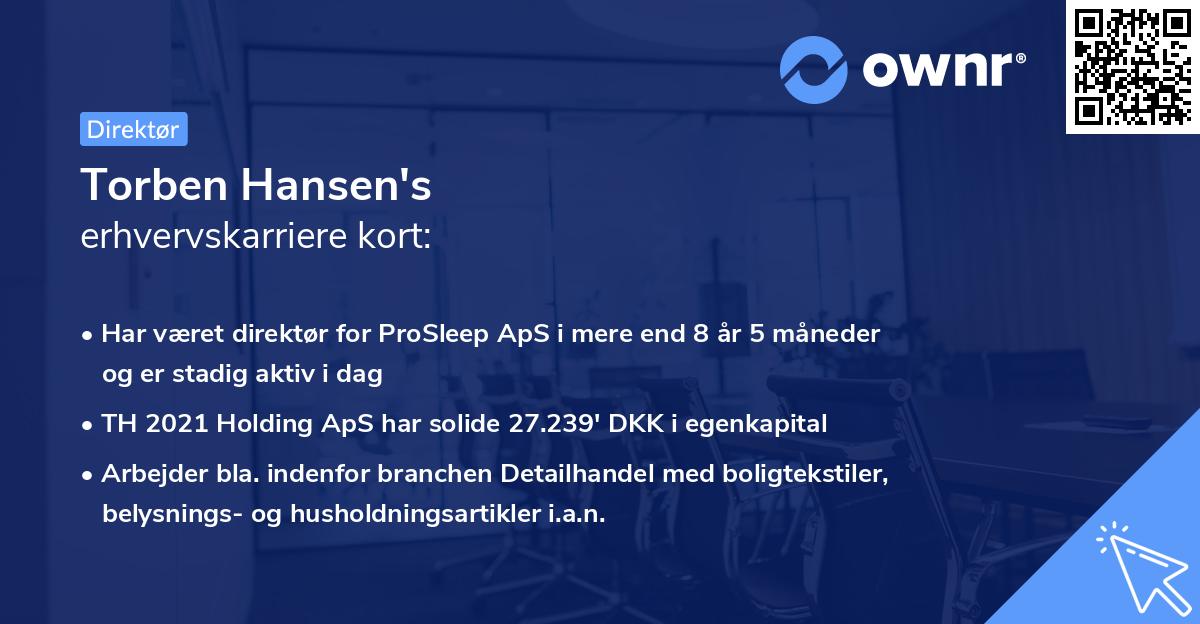 Torben Hansen's erhvervskarriere kort
