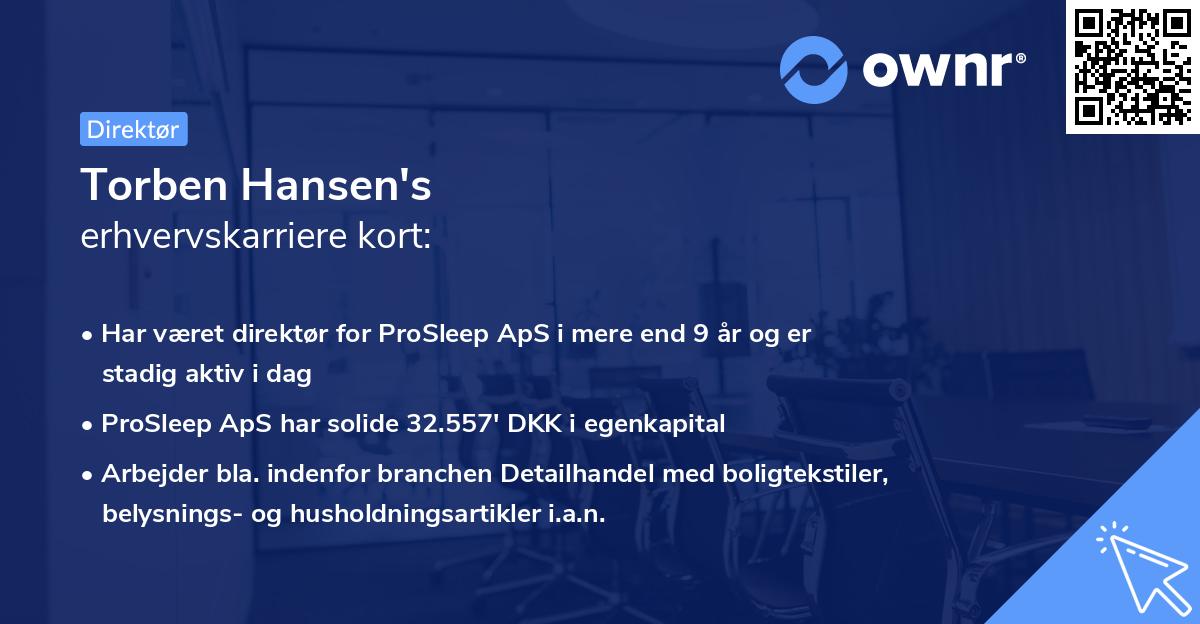 Torben Hansen's erhvervskarriere kort