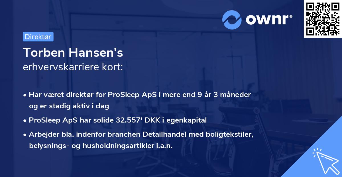 Torben Hansen's erhvervskarriere kort