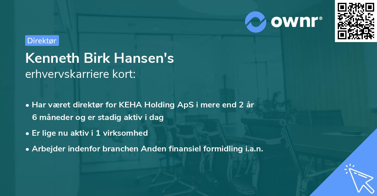 Kenneth Birk Hansen's erhvervskarriere kort