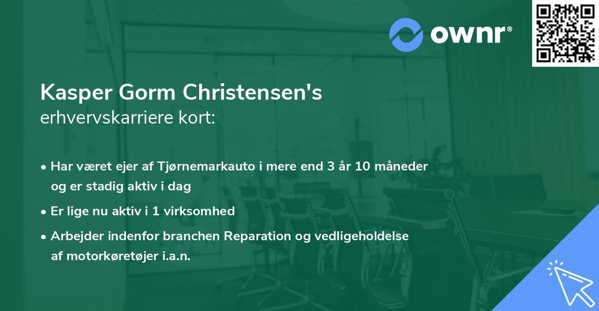 Kasper Gorm Christensen's erhvervskarriere kort