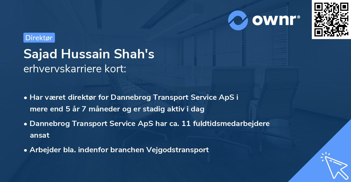 Sajad Hussain Shah's erhvervskarriere kort