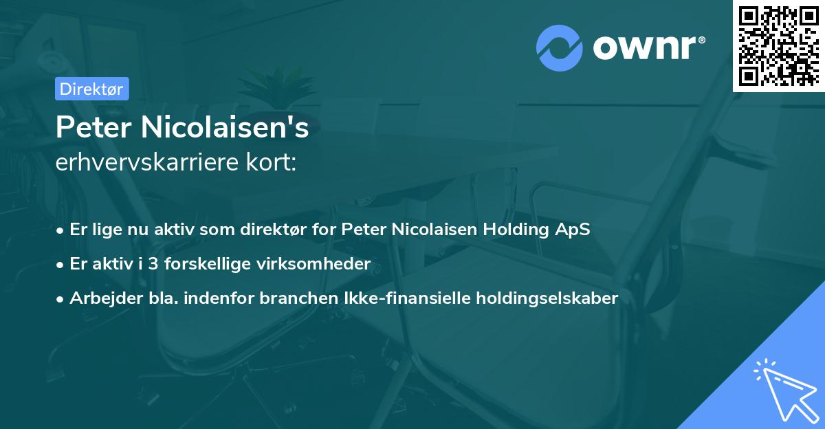 Peter Nicolaisen's erhvervskarriere kort